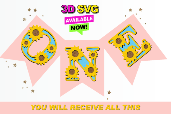 3D SVG Sunflower Alphabet for Creative Projects