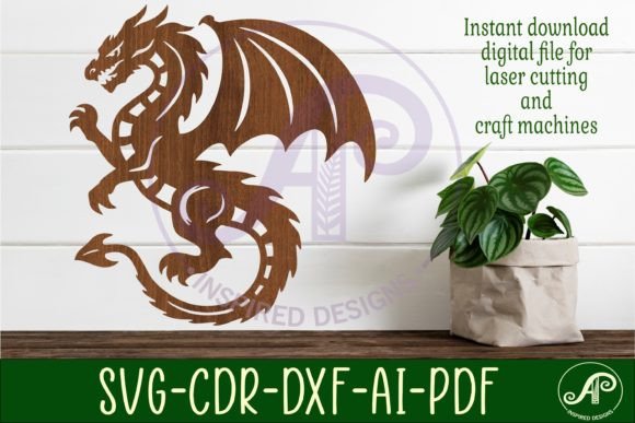 Dragon Wall Art Sign, SVG File. Vector