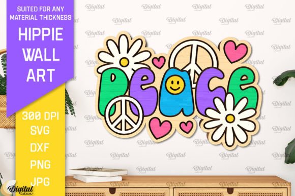 Hippie Wooden Wall Art Laser Cut