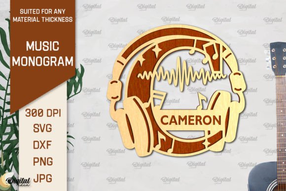 Letter C SVG Music Monogram for Laser-Cut Projects