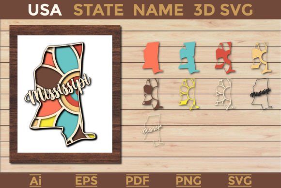 Mississippi USA State 3D SVG Paper Cut and USA States Name SVG: Creative Tools for Artists, Educators, and Businesses