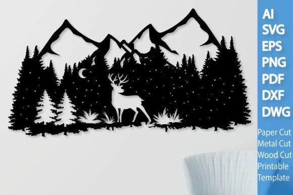 Mountain Deer Wild Scene SVG Laser Paper: A Versatile Design for Creative Projects