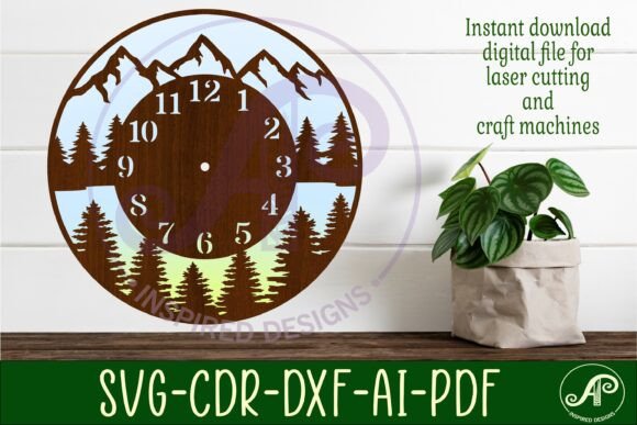 Mountains and Forest Clock Wall Clock Design
