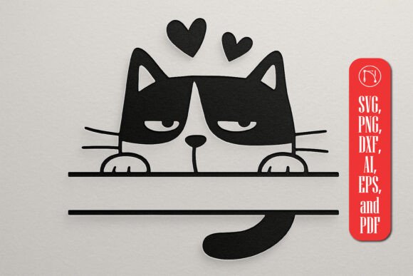 Paper Cut Split Cat Monogram SVG Design