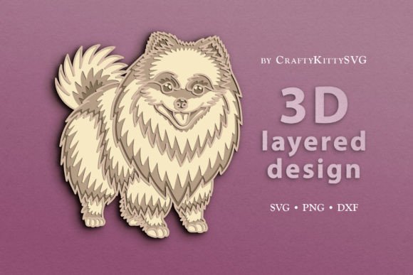 Pomeranian Spitz 3D Layered SVG Cut File by CraftyKittySVG