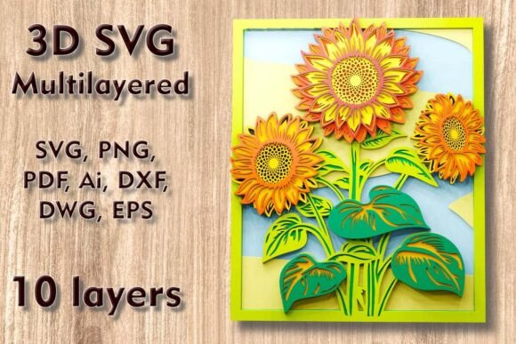Sunflower 3D SVG Multilayer Laser Files – A Creative Tool for Wall Art and More