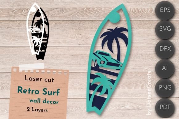 Surf Wall Art, Retro Summer Laser Cut