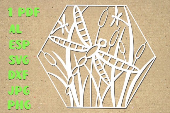SVG Dragonfly Reed Silhouette Template for Creative Projects