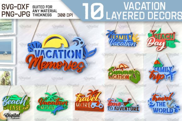 Vacation Layered Decor Laser Cut Bundle: A Creative Digital Kit for Custom Design Projects